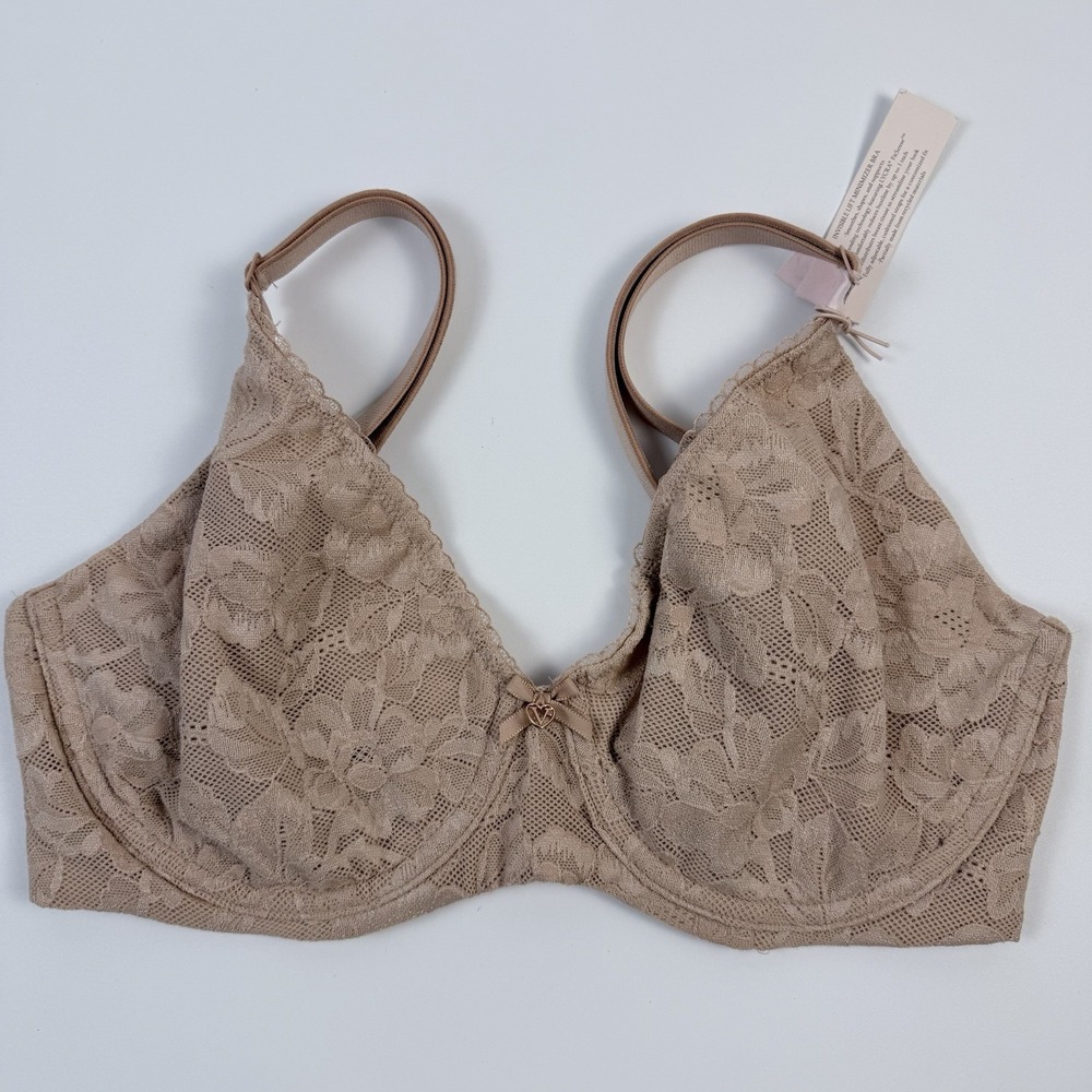 Victoria's Secret Body By Victoria Taupe Floral Lace Demi Underwire Bra 32DDD